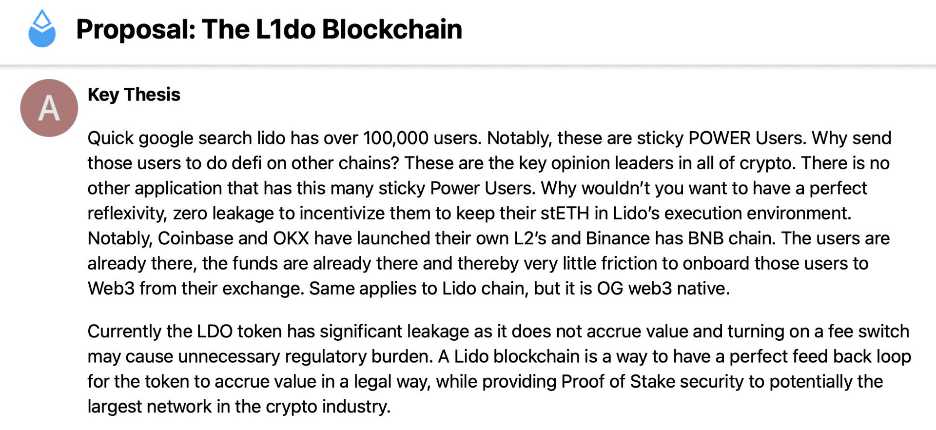 đề xuất làm blockchain riêng của lido