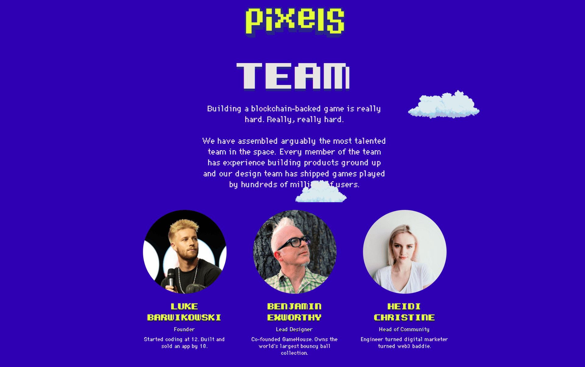 đội ngũ dự án pixels game