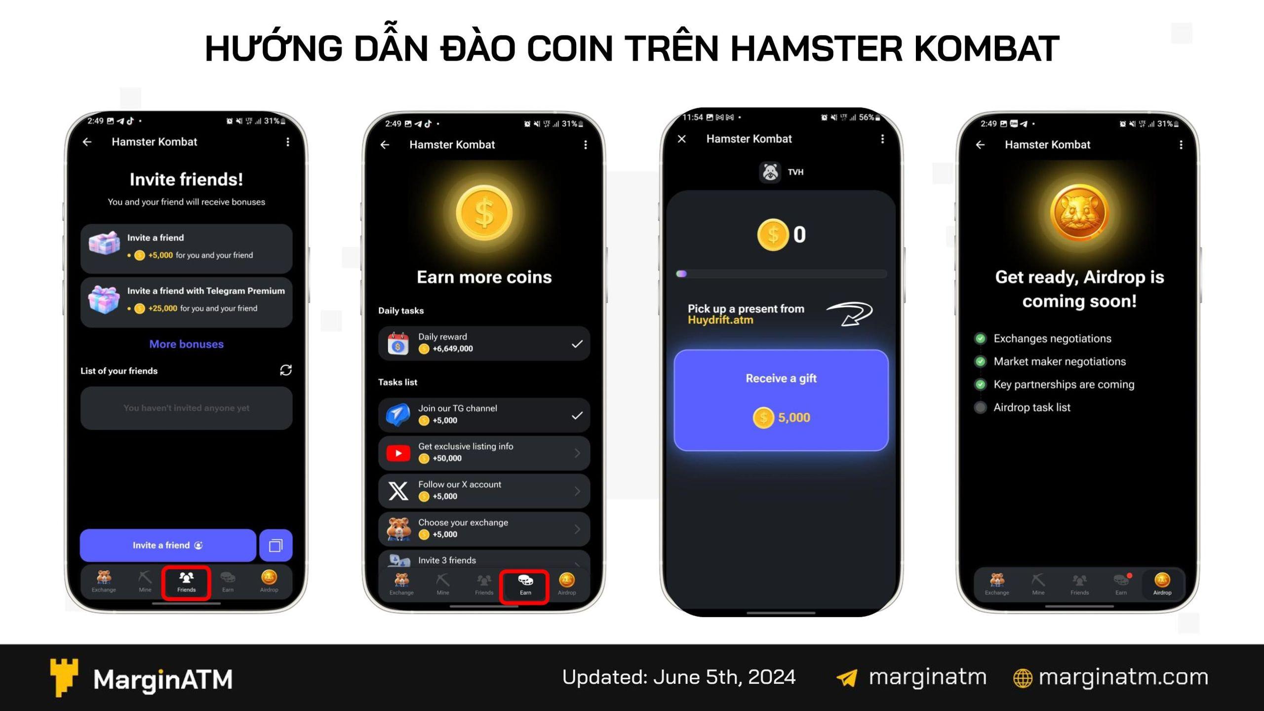 các chức năng chính hamster kombat