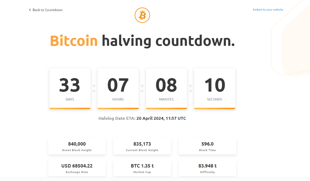 bitcoin halving đếm ngược